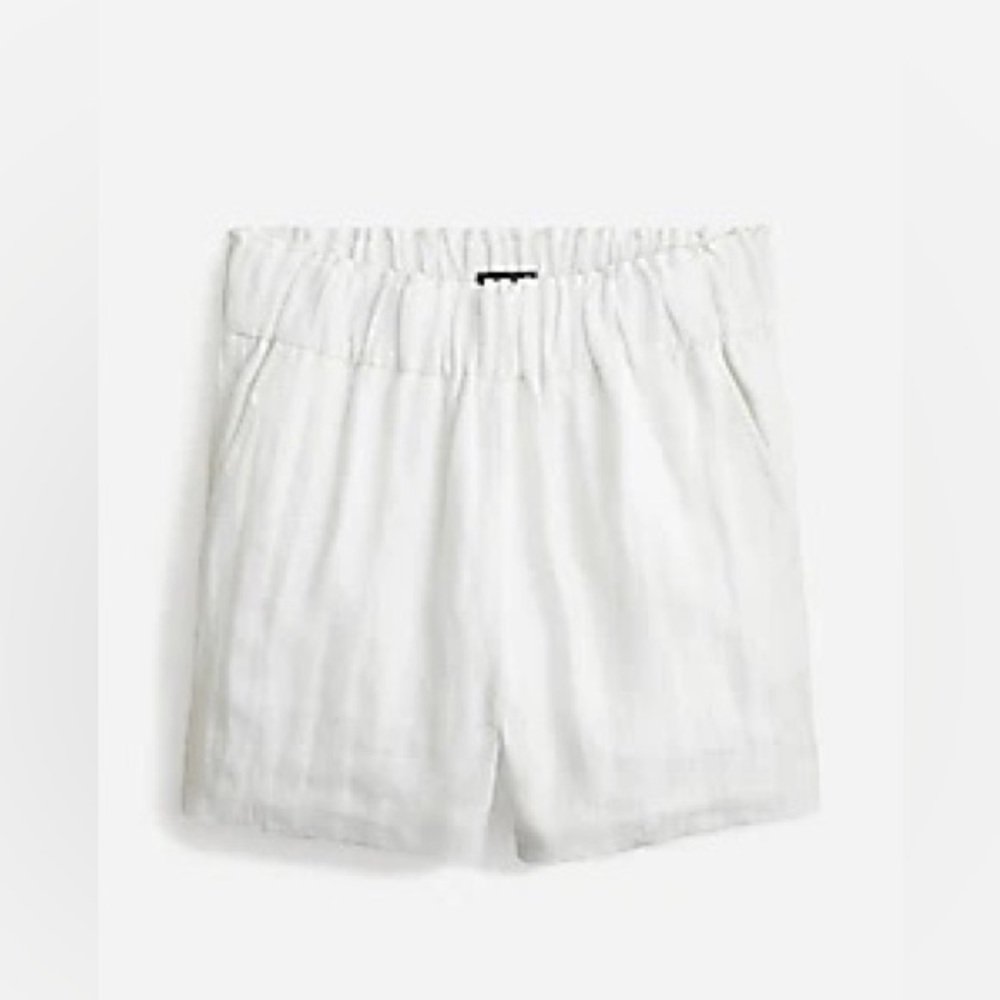 J. Crew Pull-On Linen Shorts, white, XS, EUC